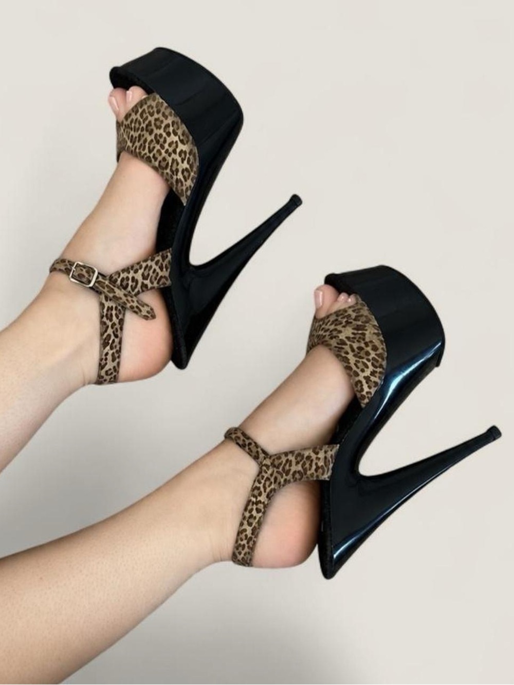 Y2K 7 Inch Leopard Print Platform Stiletto Heels
